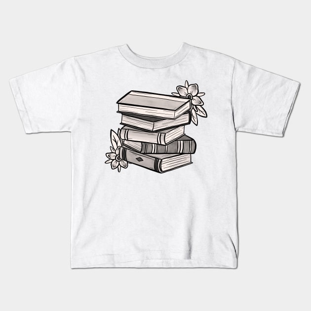 Tattoo Style Book Stack Kids T-Shirt by Jewelia